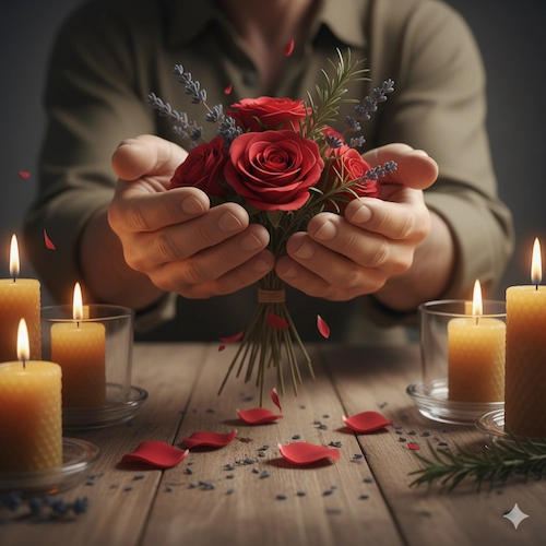 Conjuro para amor verdadero con pétalos de rosa y miel