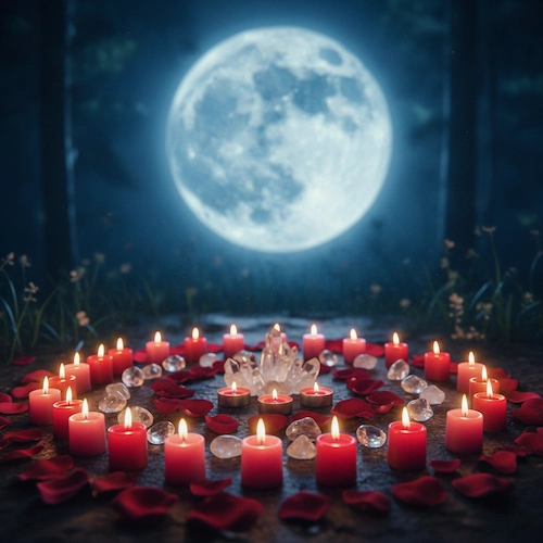 Ritual amarre de amor con velas rojas y rosas